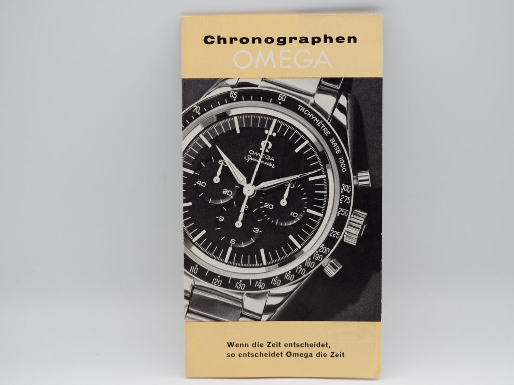 Omega Speedmaster CK2998 booklet, Deutsche Ausführung/ Sprache „When time decides the issue, Omega decides the time“ aus 1961